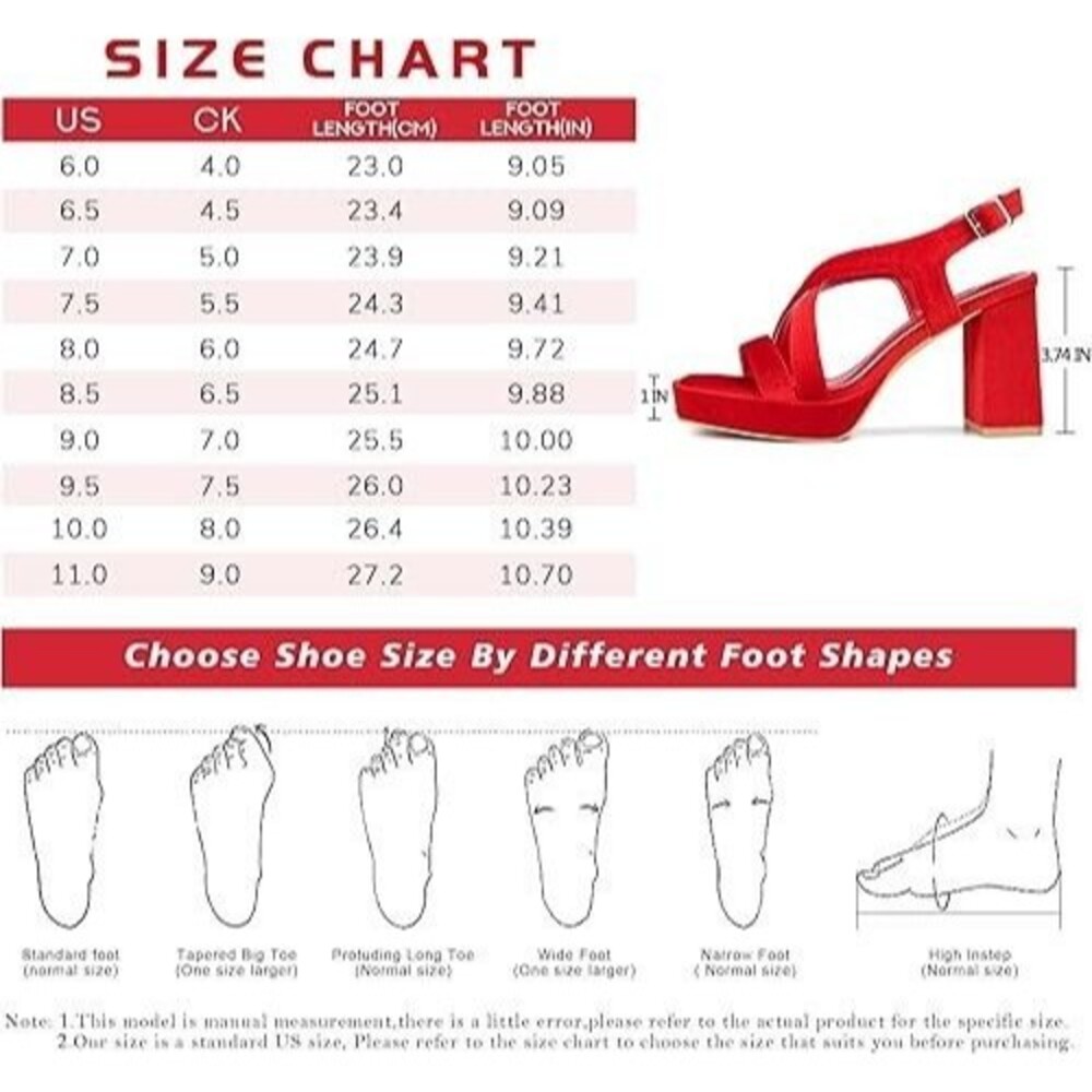 Camssoo Red Velvet Chunky Platform Heels Size 9.5 Going Out Hoco Prom Formal - Picture 11 of 12